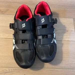 Peloton Black Cycling Shoes with Red Liner, excellent condition